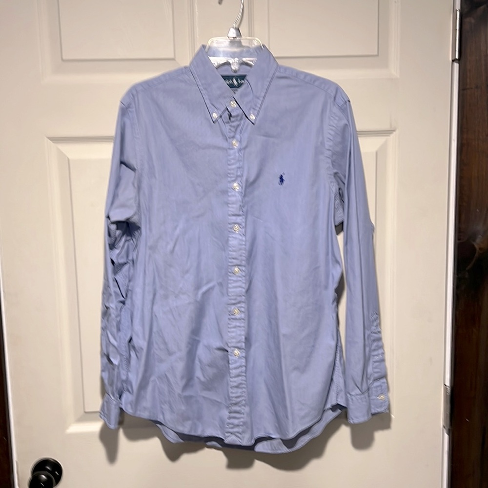 Polo Ralph Laurenlight stripe Blue. Slim fit EUC; just needs to be ironed😀